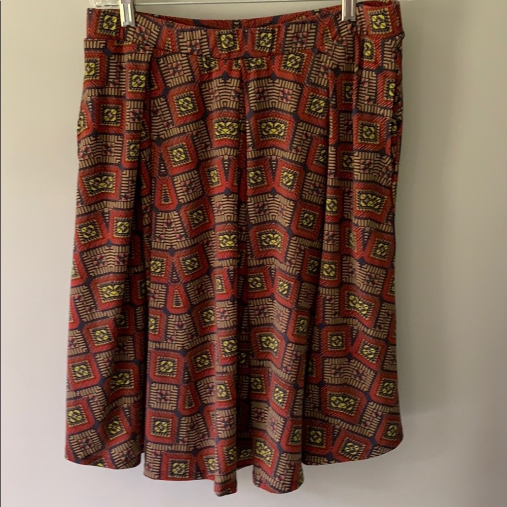 LuLaRoe Madison skirt XL red navy pockets NWOT
